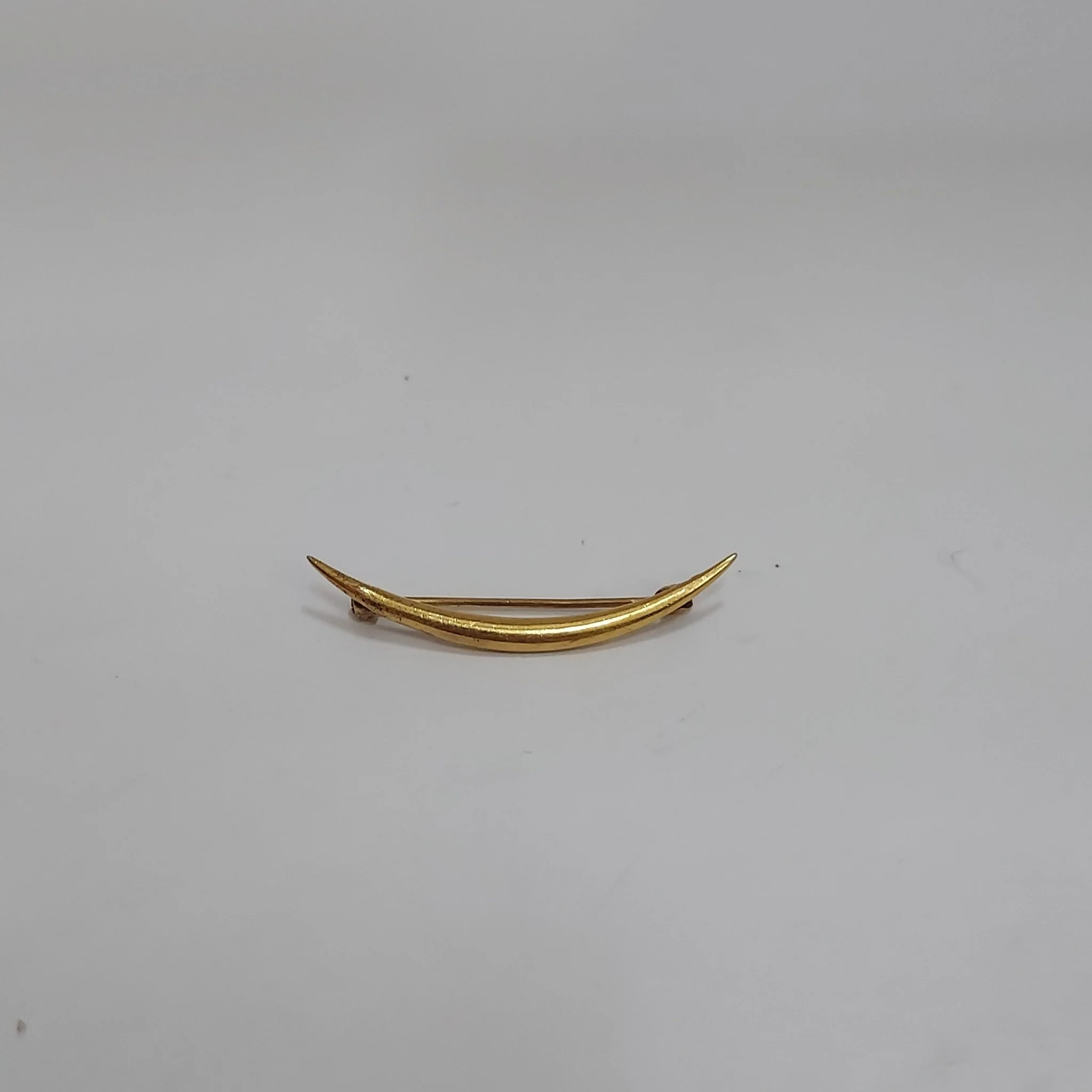 14K Gold Crescent Brooch