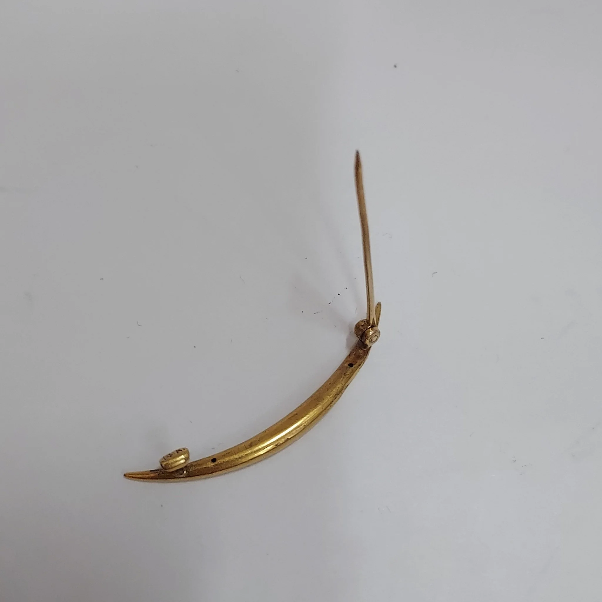 14K Gold Crescent Brooch - Image 5