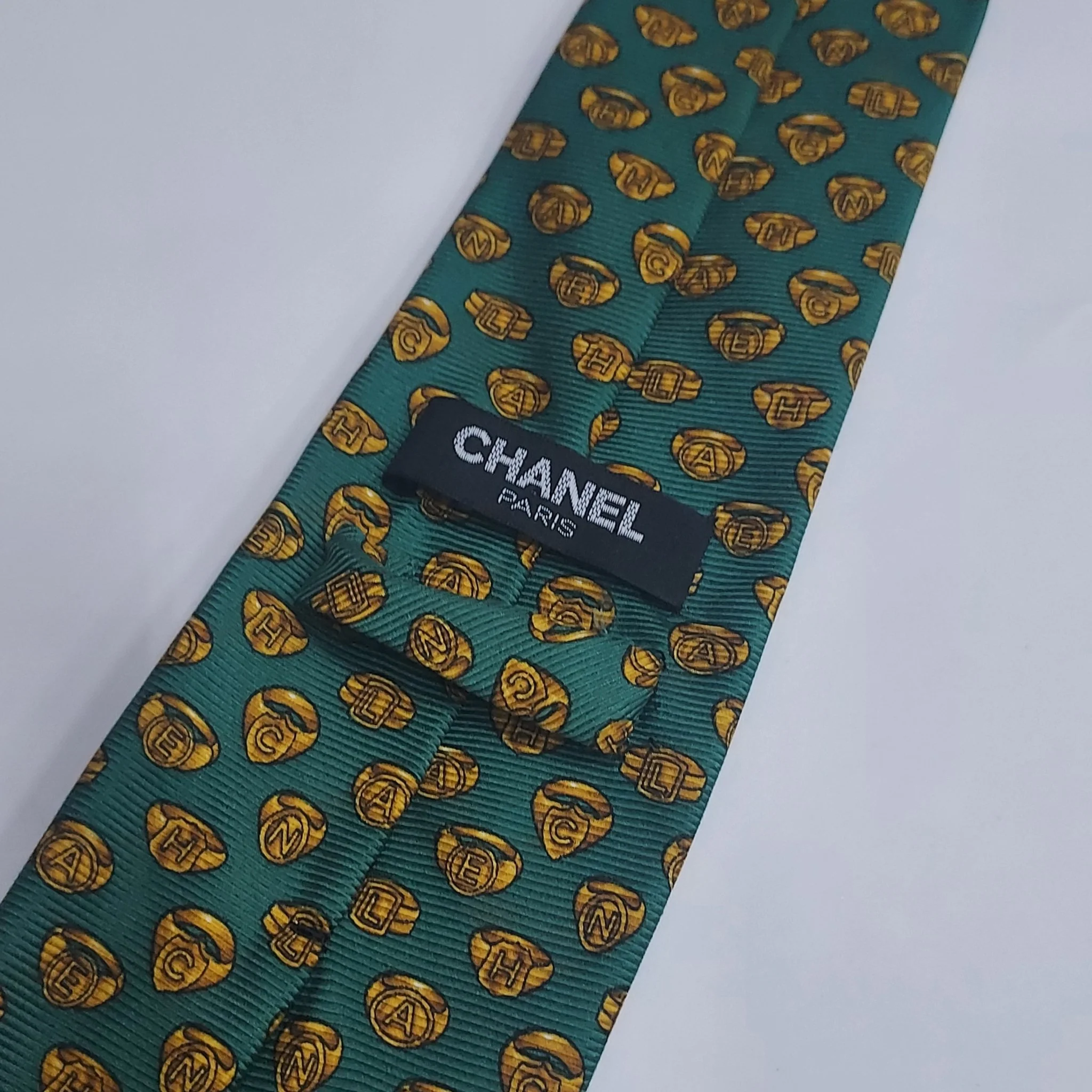 Chanel Green Silk Tie - Image 8