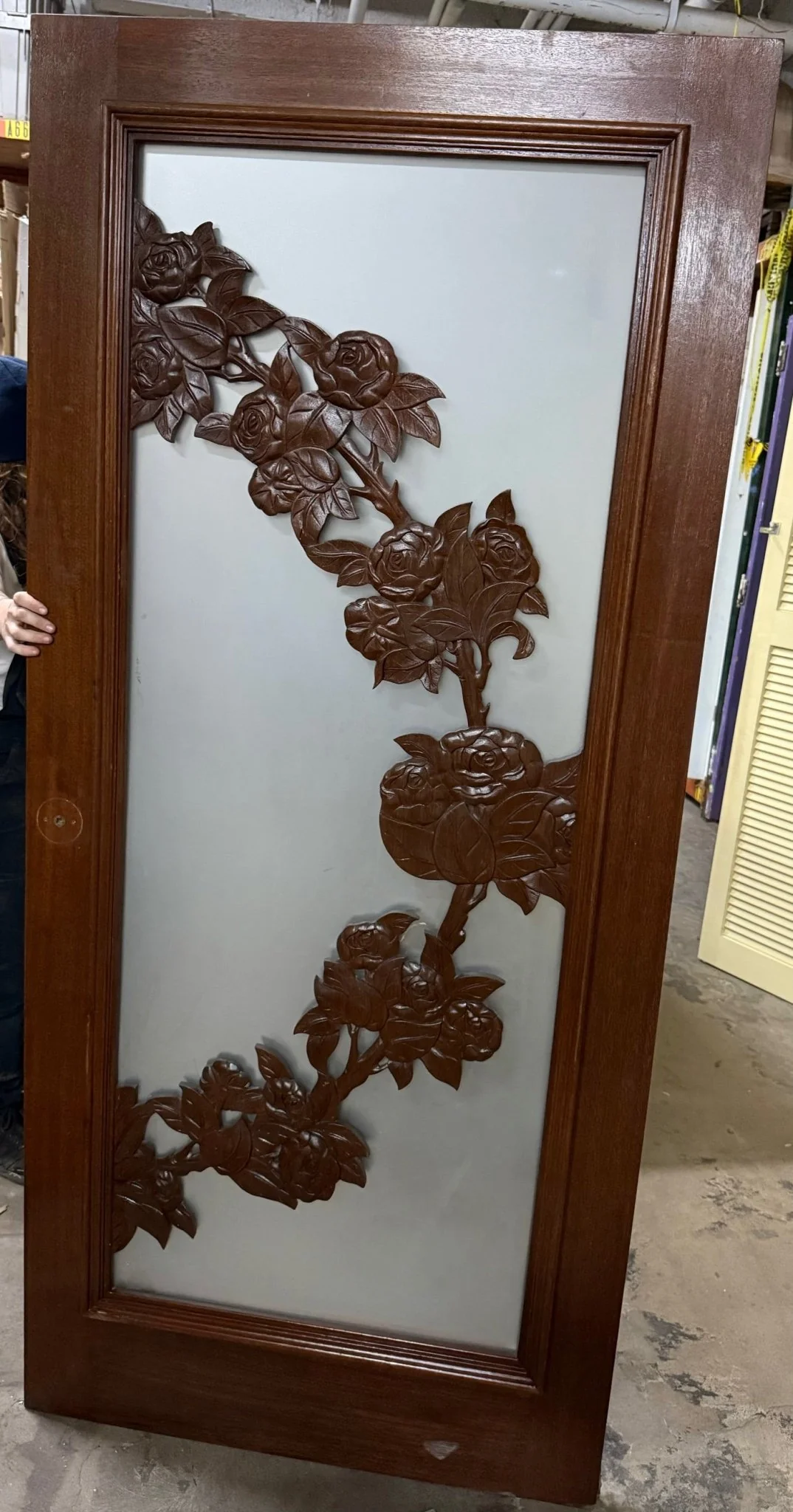 Glass & Carved Wood Door - Image 3