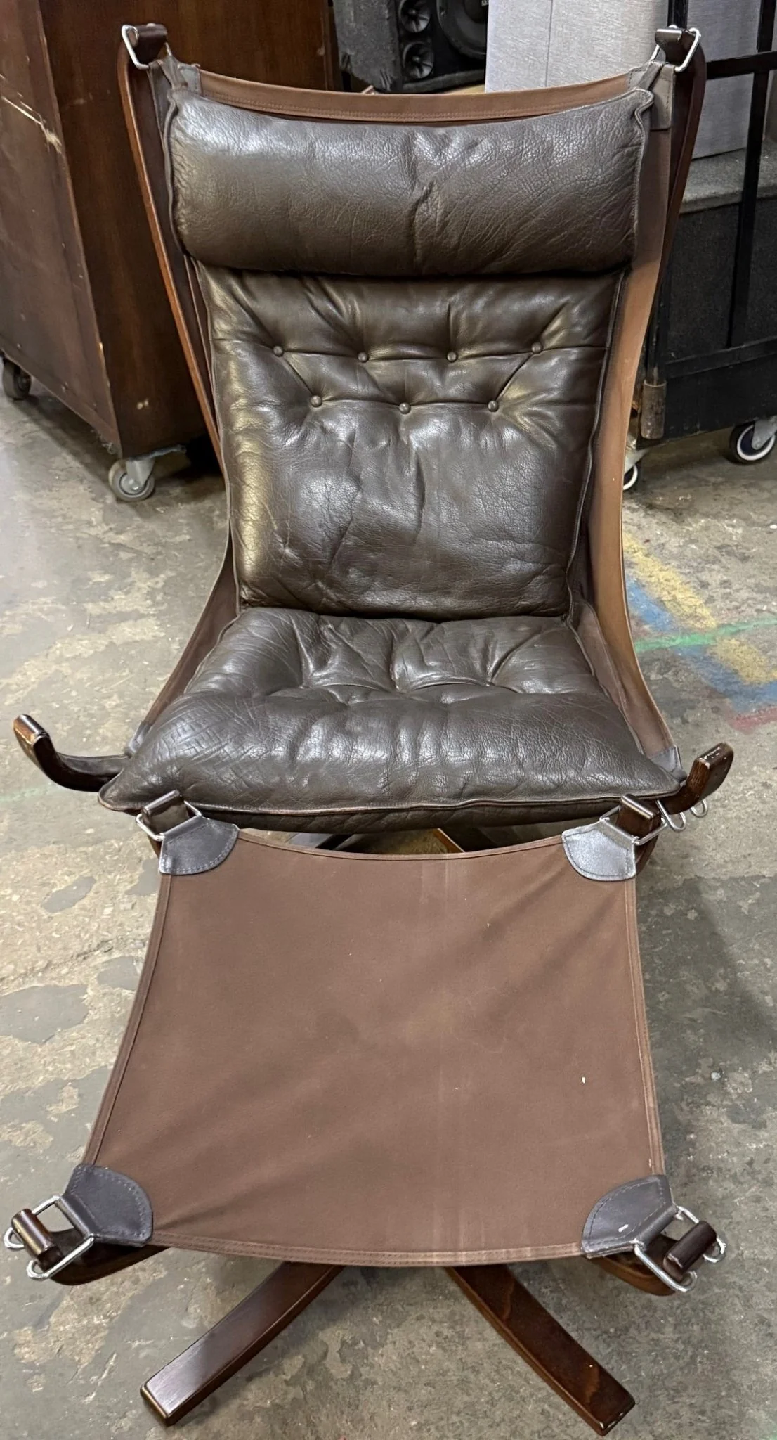 Leather 'Falcon' Sling Chair by Sigurd Ressell for Vatne Møbler w/ O 1970s - Image 2