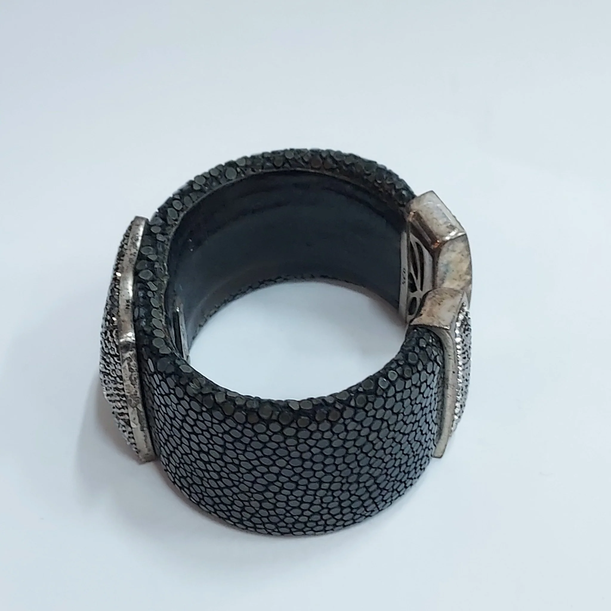 Lisa M Stingray, Sterling Silver, Turquoise & Stone Cuff Bracelet - Image 8