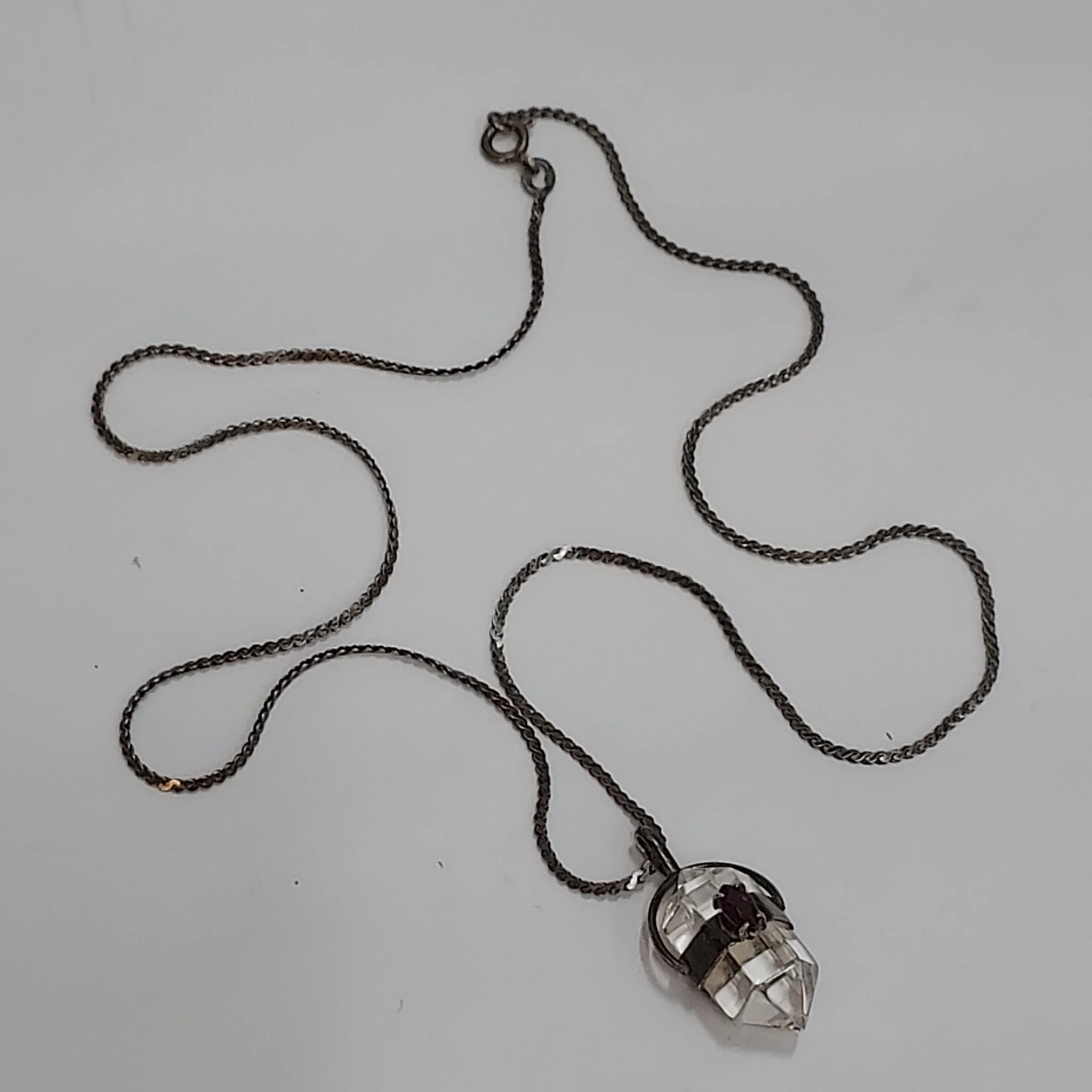 Sterling, Quartz & Garnet Necklace
