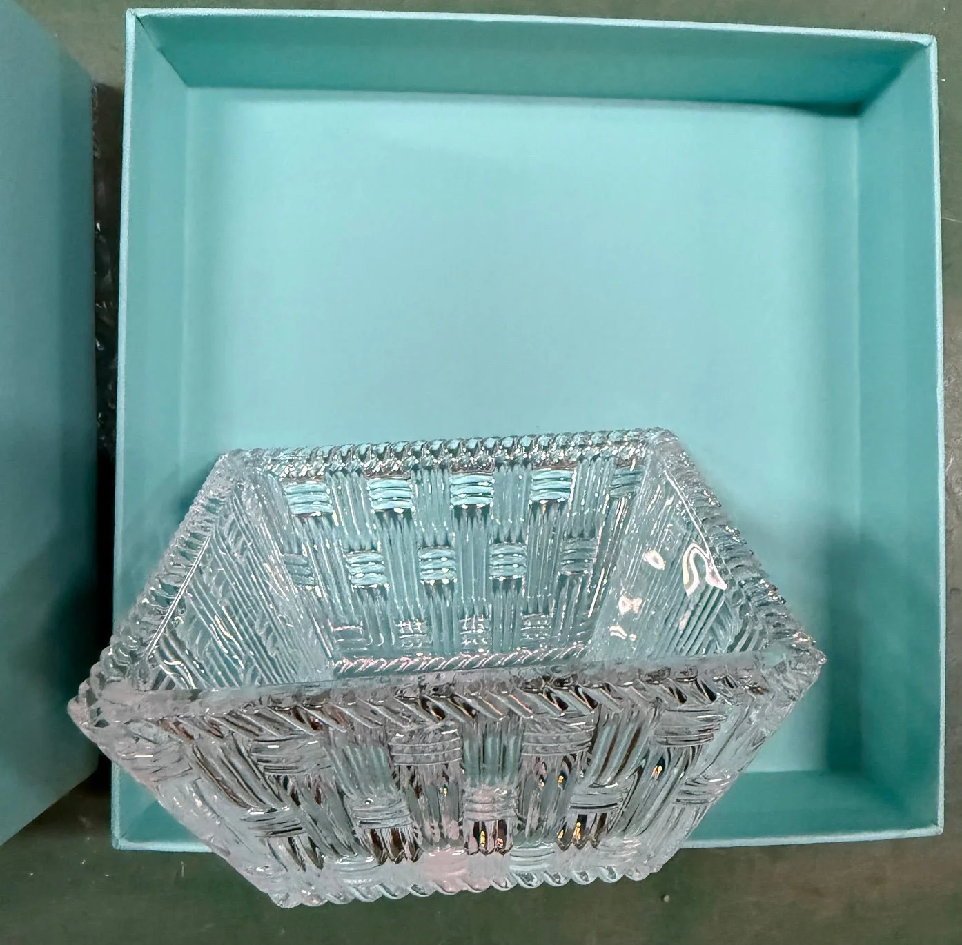 Tiffany & Co Woven Square 4" Crystal Glass - Image 2