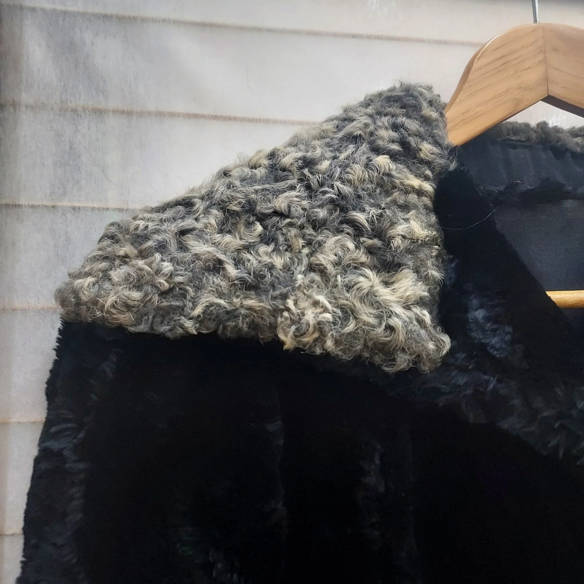 Black Fur & Mohair Coat - Image 3